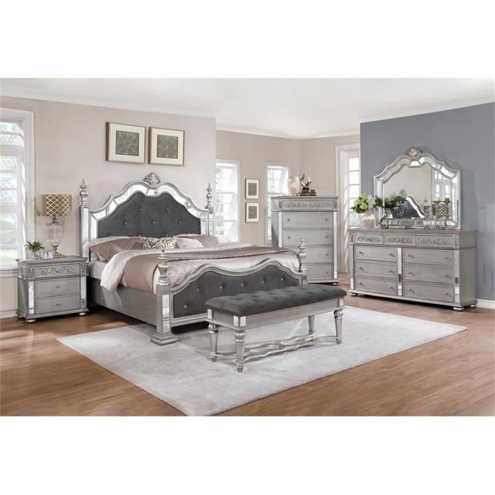 Best Quality Furniture B810 Nightstand, Gray